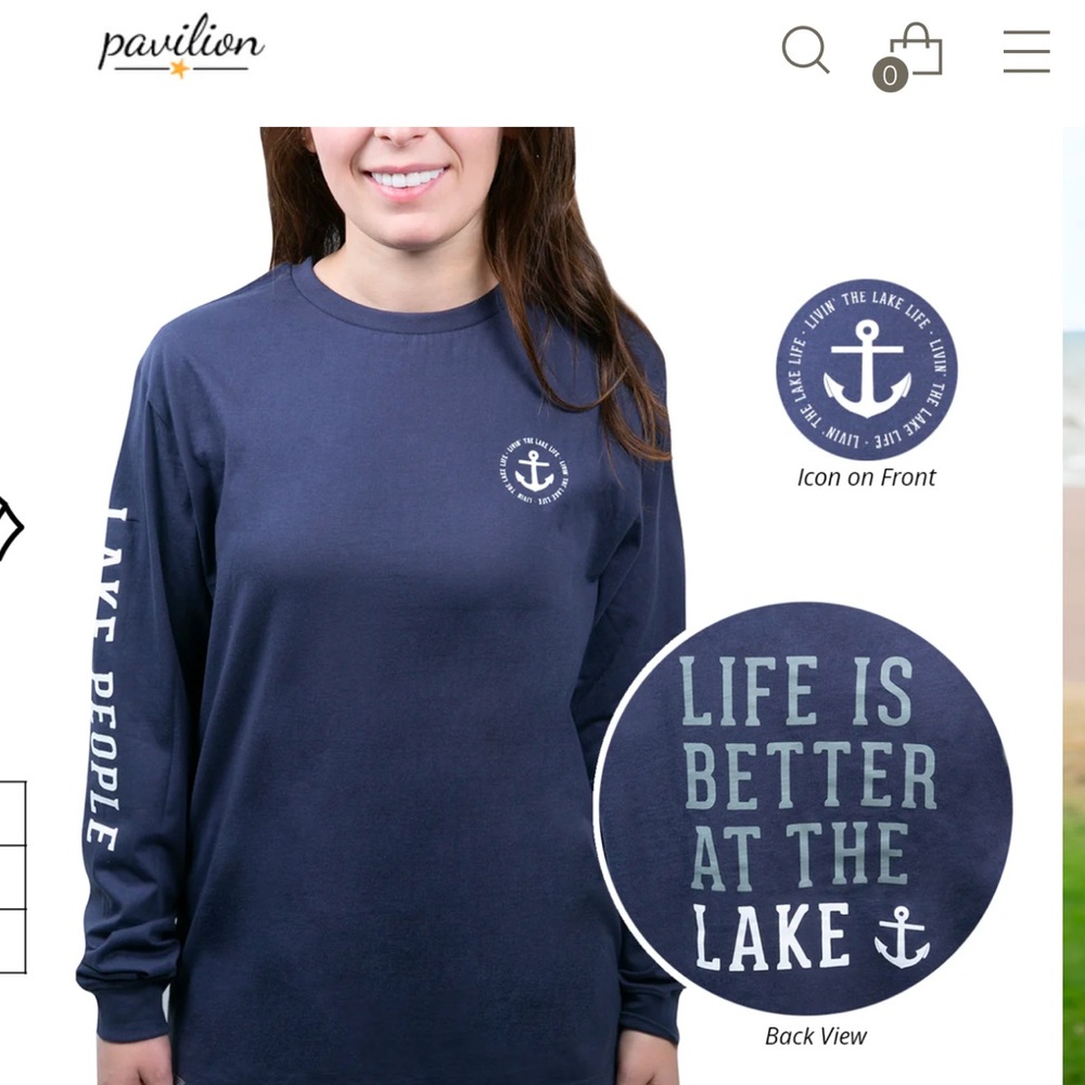 LAKE PEOPLE NAVY UNISEX LONG SLEEVE T-SHIRT